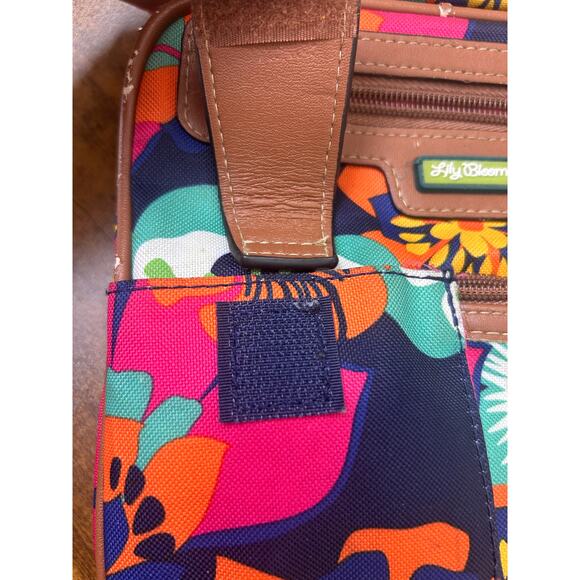 Lily Bloom Floral Crossbody Bag Multicolor Canvas Faux Leather Trim - Picture 3 of 7